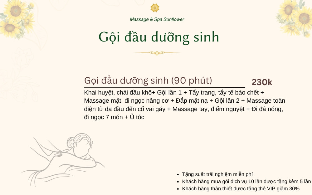 Bảng giá gội đầu dưỡng sinh 90 phút