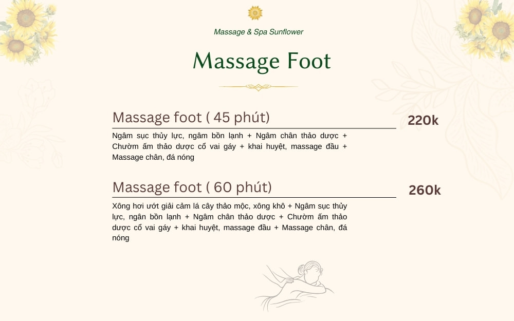 Bảng giá massage foot Massagr Sunflower