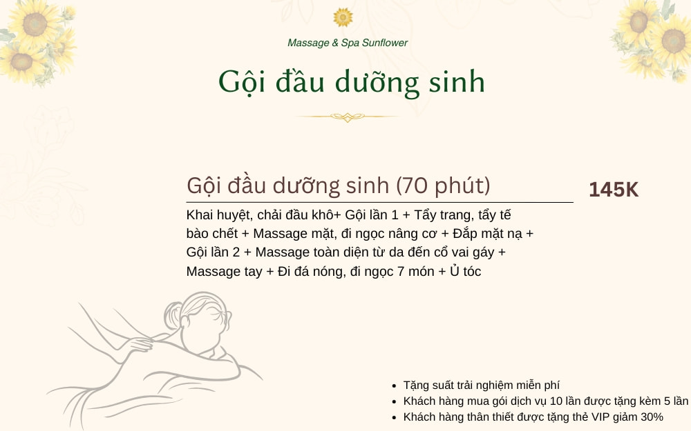 Bảng giá gội đầu dưỡng sinh 70 phút