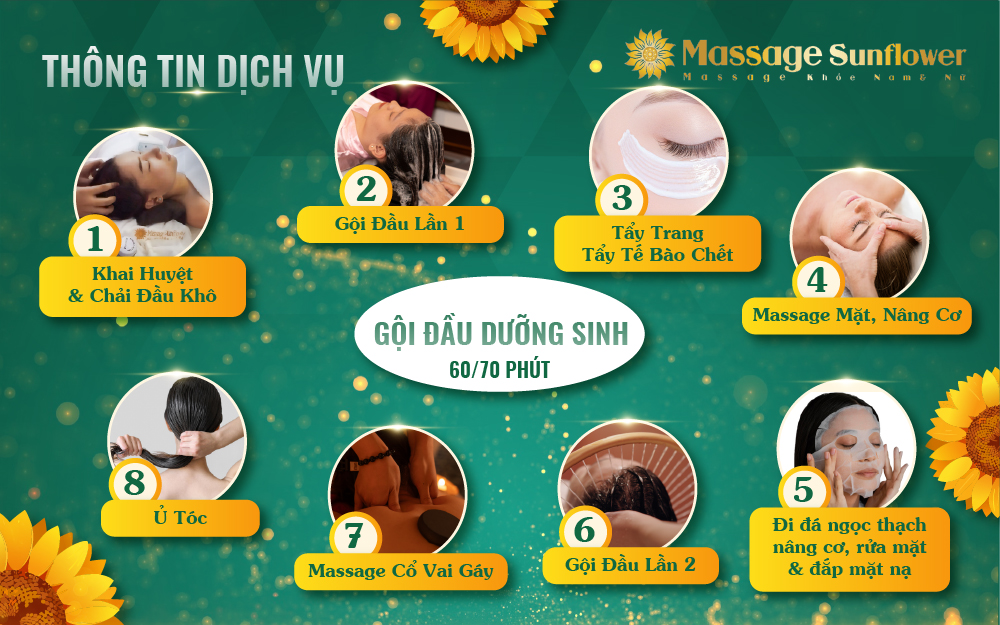 Quy trình gội đầu dưỡng sinh thư giãn tại Sunflower