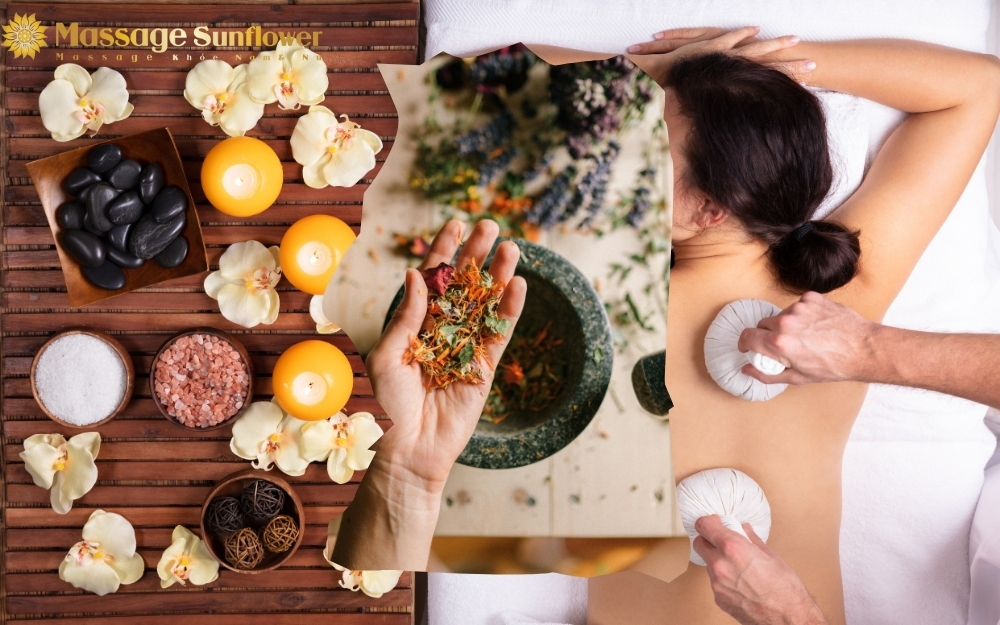 Chườm thảo dược nóng cách massage dưỡng ấm tử cung